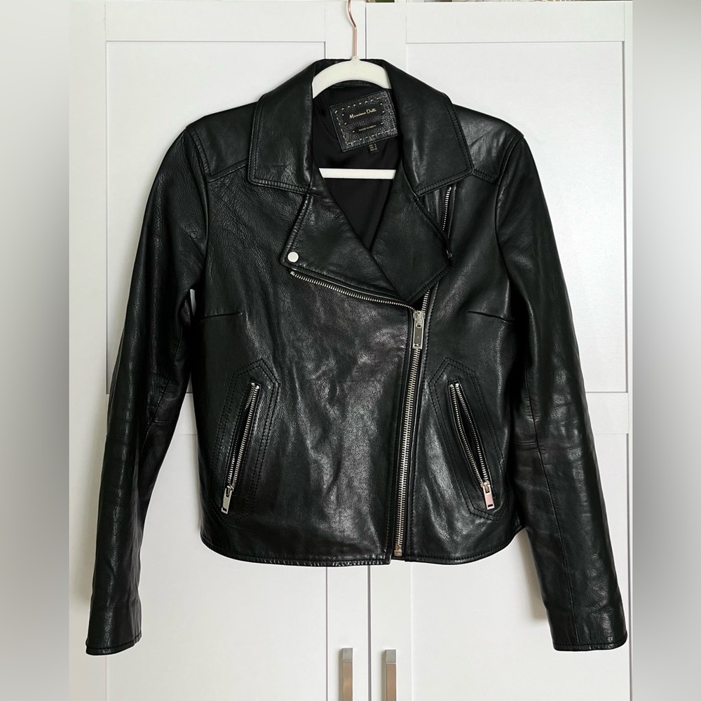 Mossimo Dutti Black Leather Biker Jacket size S